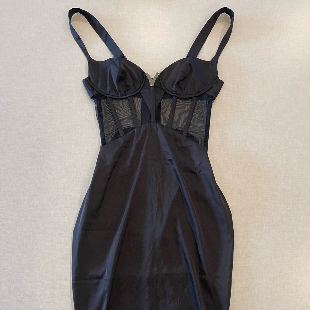 Oh Polly black corset style midi dress